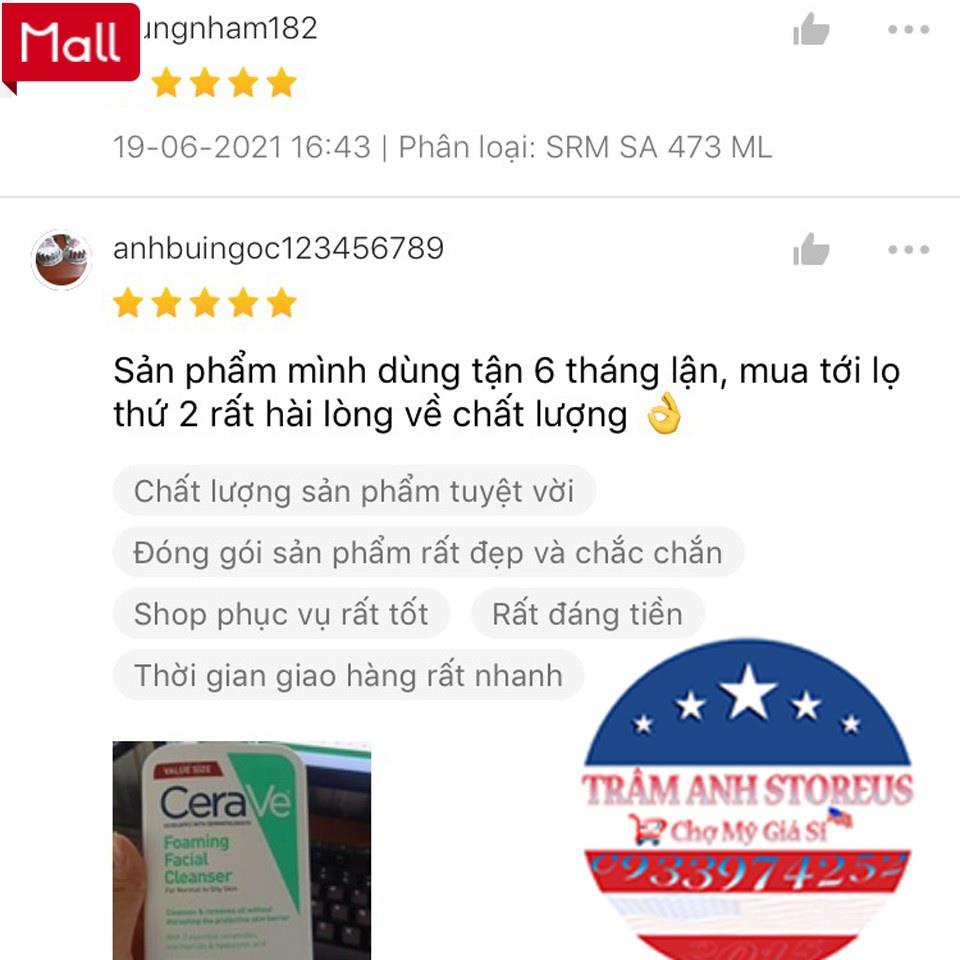 Sữa rửa mặt dịu nhẹ CERAVE Foaming Facial Cleanser  sd _Shopee Mall