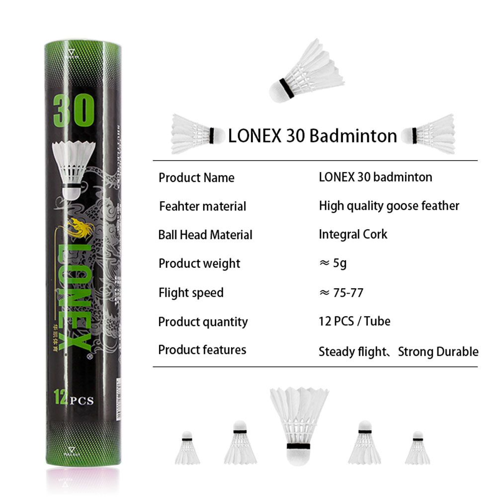 Set 12 Quả Cầu Lông Ngỗng Siêu Bền Dùng Luyện Tập Thể Thao Ngoài Trời