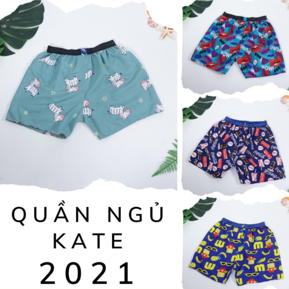 Quần short nam mặc ngủ unisex, quần đùi nam ngủ chất vài KATE Mát Mẻ, Thoải Mái Hoa Văn Sành Điệu