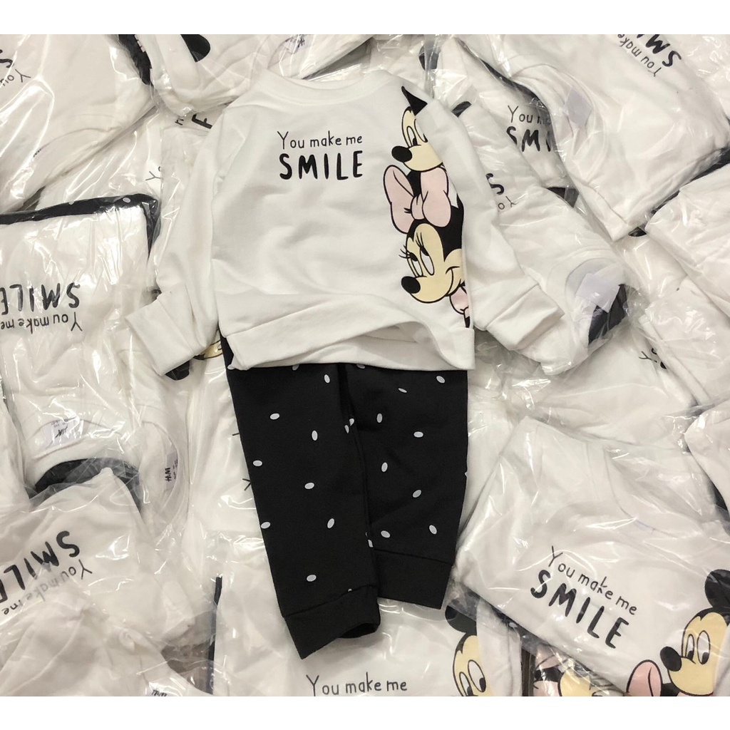 Set bộ nỉ da á minnie smile cho bé