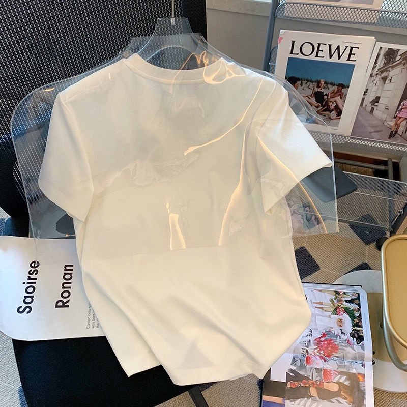 Mới Áo Thun Ngắn Tay In Họa Tiết / Áo Phối Nút Form Rộng Thời Trang Mùa Hè Cho Nữ