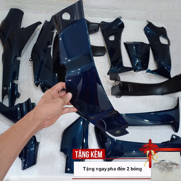 Bộ dàn áo xe WAVE anpha - Wave zx - wave 110 đời 2002-2006  màu XANH NHỚT - Tặng chiếc pha đèn 2 bóng