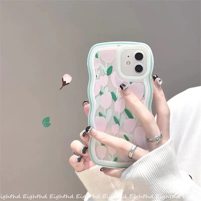 Ốp Điện Thoại Silicone Mềm Trong Suốt Chống Sốc In Hình Hoa Tulip Cho iPhone 13 12 11 Pro Max X XR Xs Max 6 7 8 Plus
