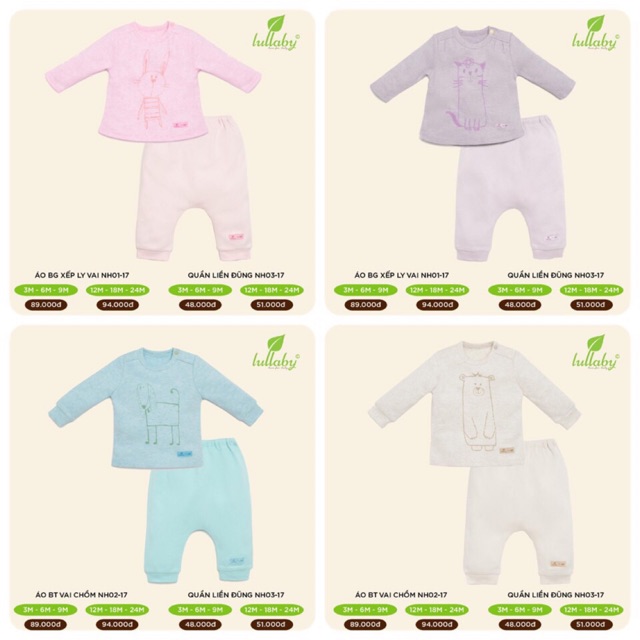 Bộ vai chồn xếp ly bé trai, gái Lullaby