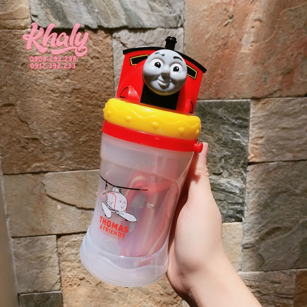 Bình nước trong suốt có ống hút hình xe lửa Thomas & Friends cho trẻ em, bé trai (360ml)