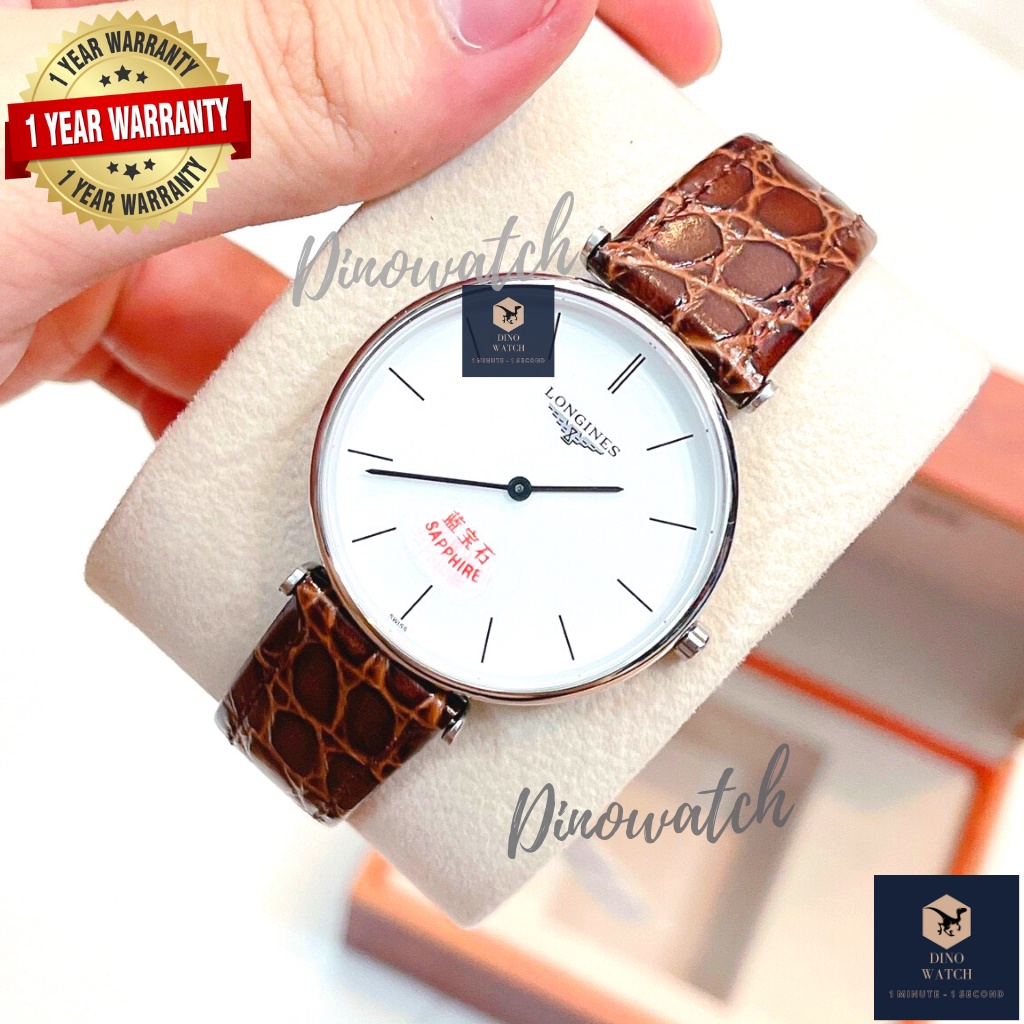 ♛🍒 Đồng Hồ Nam Nữ Longen_Classique Watch Men's/Women's LN03GT Màu Nâu - Dây Da - Size 36mm - Vỏ Trắng