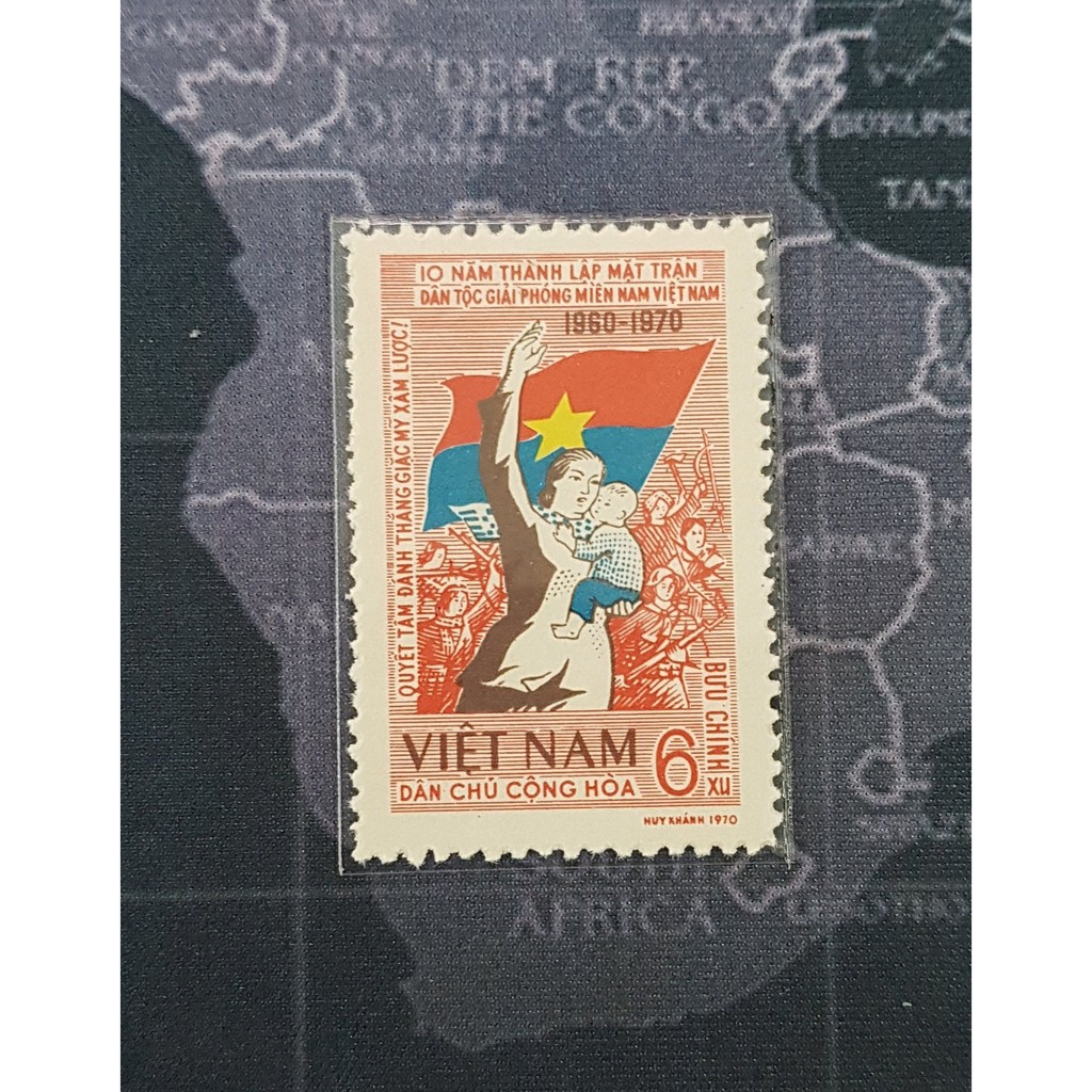 Bộ 2 tem thư Kỷ niệm 10 năm thành lập mặt trận GP miền nam Việt Nam 1960-1970