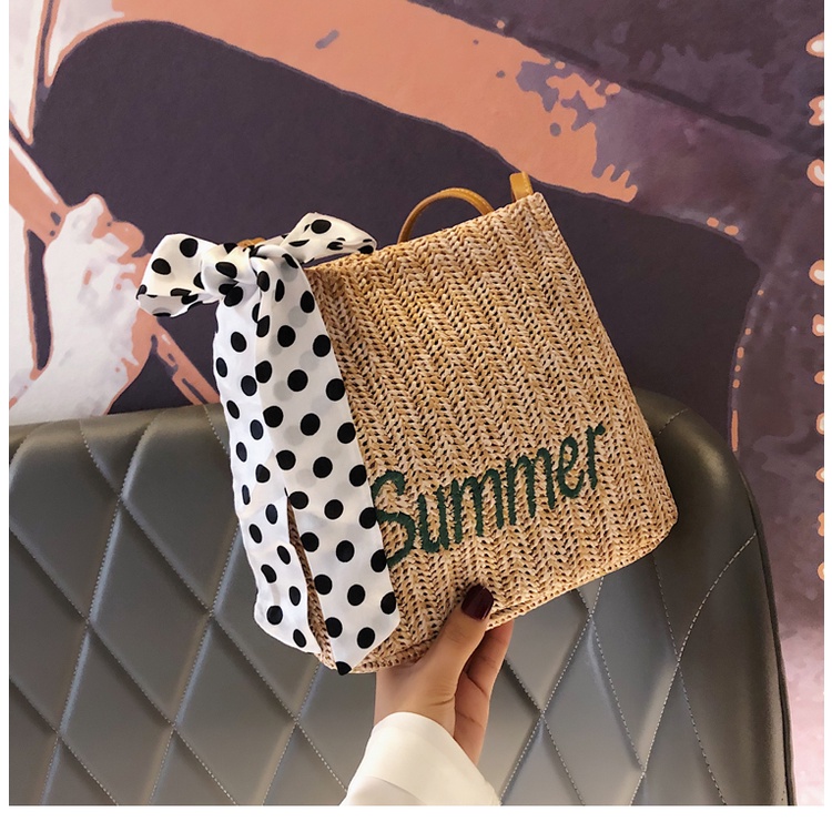 Túi Cói Xô Đi Biển Summer Phối Khăn Nơ