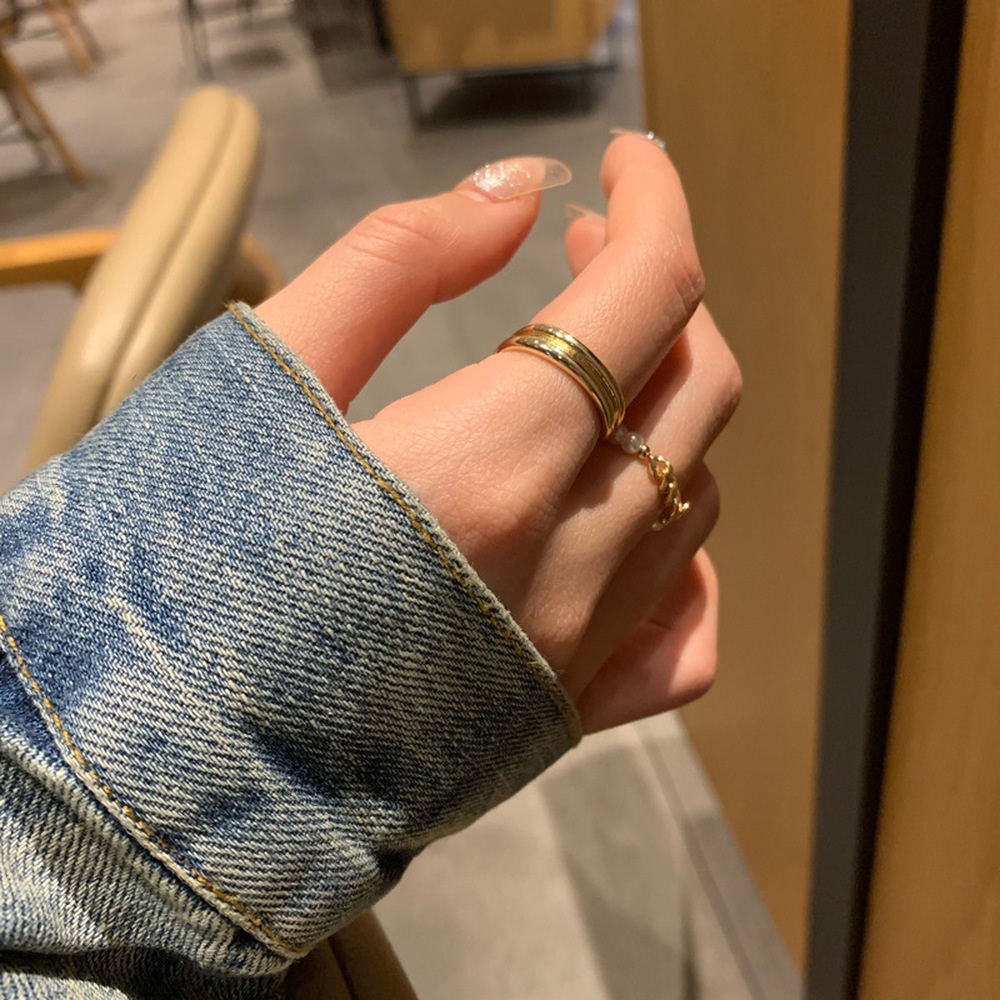 Nhẫn Hai Lớp Đính Ngọc Trai Thời Trang Hàn Quốc Cho Nữ