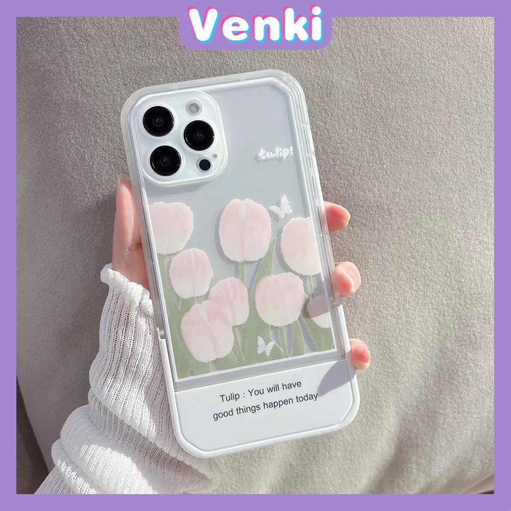 Ốp điện thoại đế gập chống va đập bảo vệ camera họa tiết hoa tulip thích hợp cho iPhone 11 13 Pro Max 12 Pro Max 7Plus x