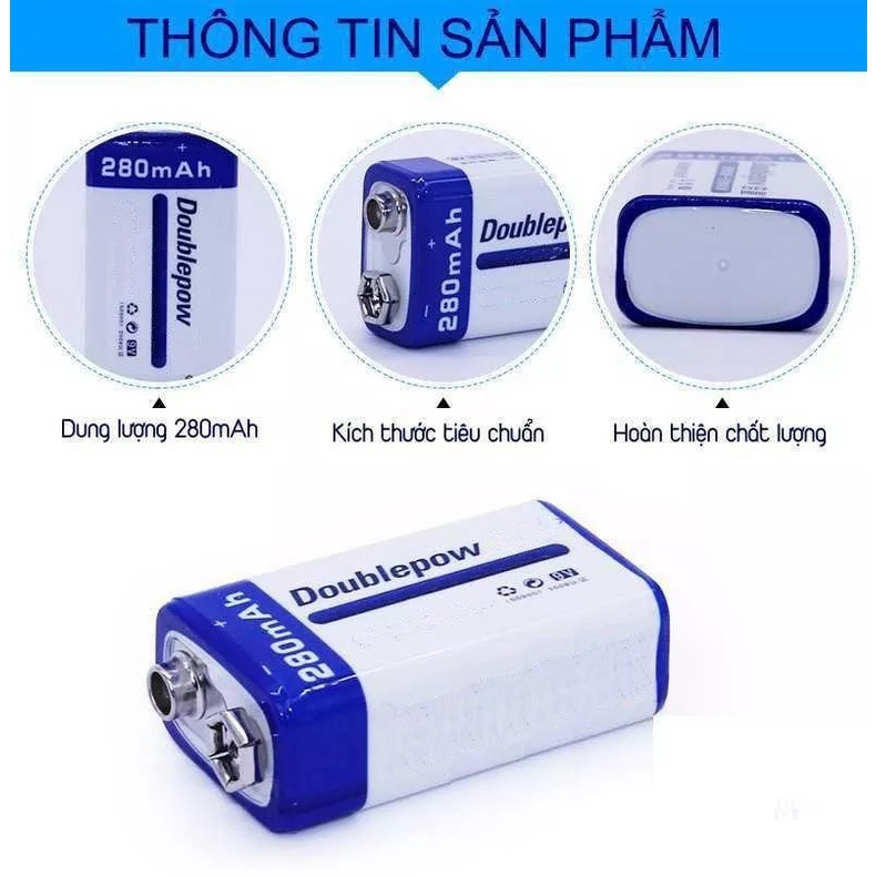 Pin sạc 9V dung lượng 280 mAh thương hiệu Doublepow