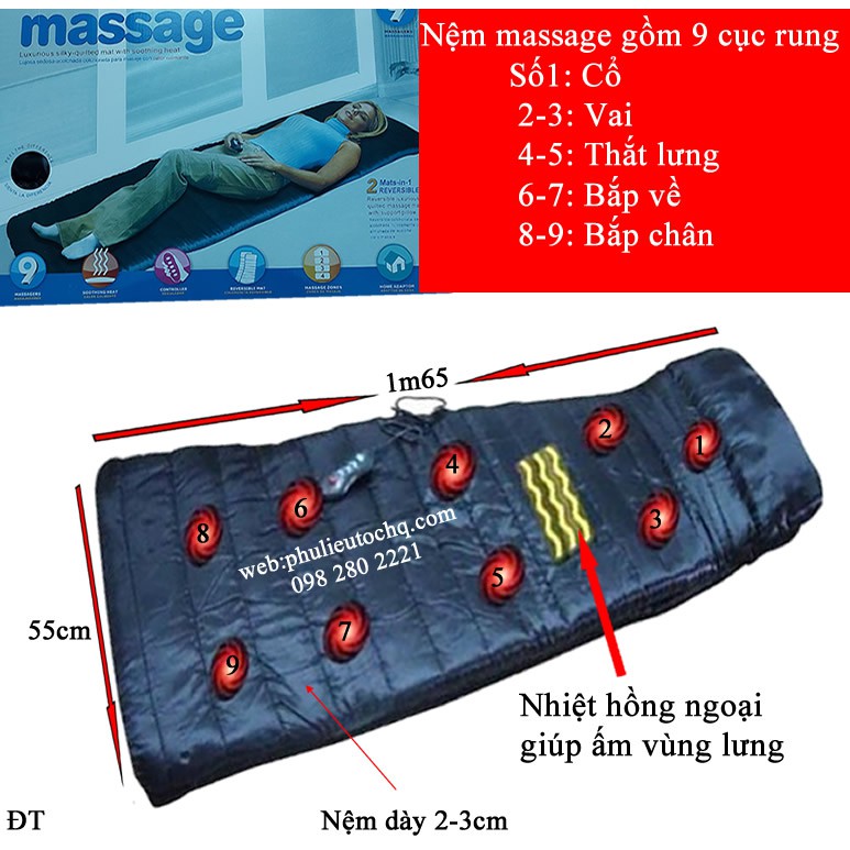 Nệm massage toàn thân cho giường gội đầu