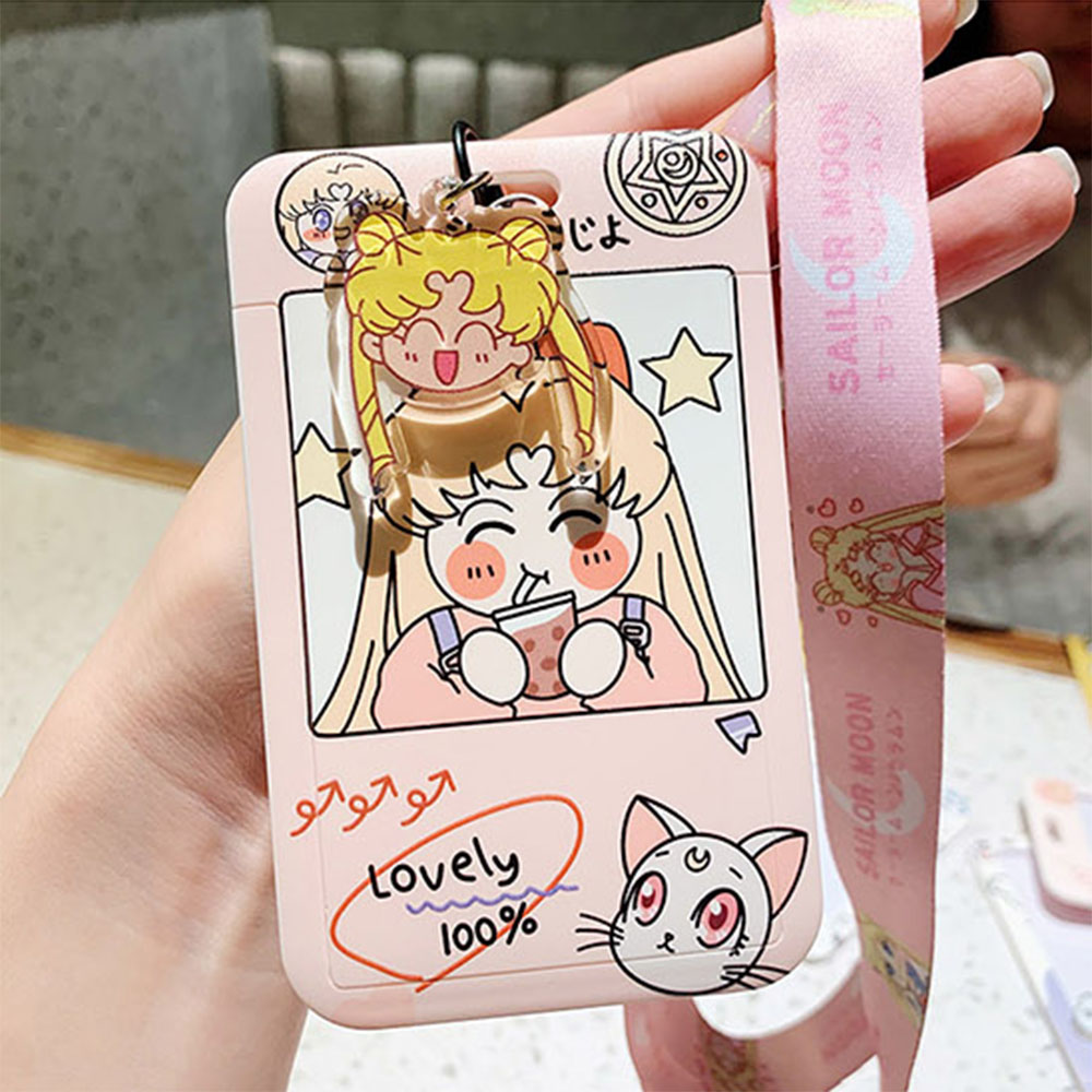 SAILOR MOON Túi Đựng Thẻ Có Móc Khóa Hình Thủy Thủ Mặt Trăng Dễ Thương