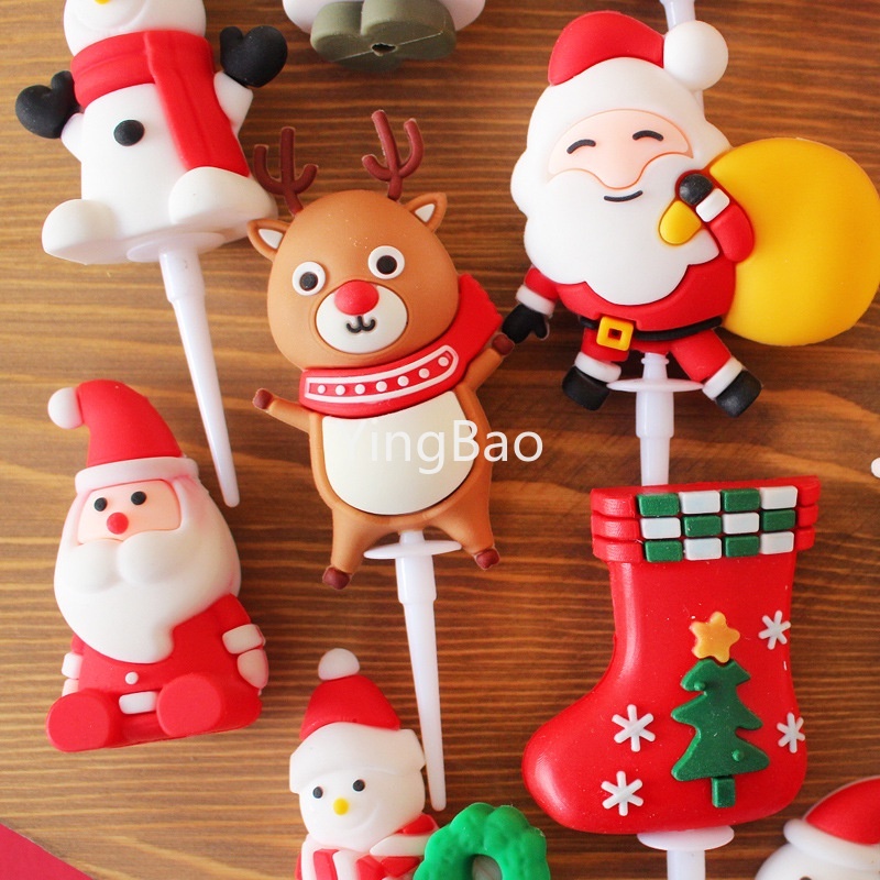 Que Cắm Trang Trí Bánh Kem Hình Giáng Sinh / Ông Già Noel / Tuần Lộc / Người Tuyết
