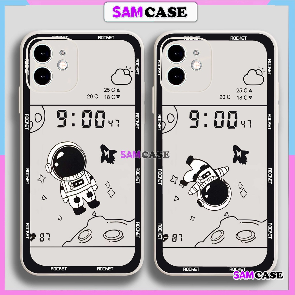 Ốp lưng iPhone Phi hành gia Cute cạnh viền vuông silicon mềm dẻo cho iphone 6/6s/7/8/X/XS/XR/11/12/13/14 Pro Plus Max