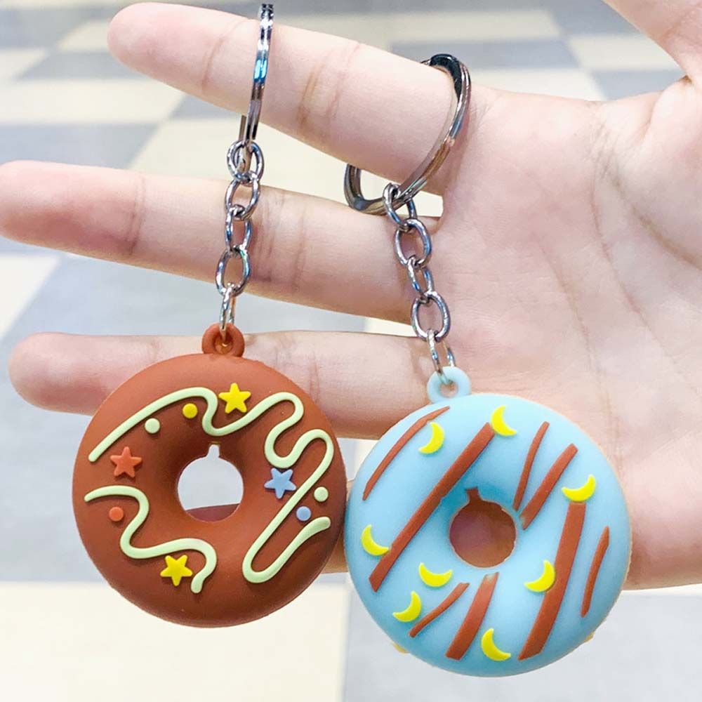 Móc Khóa Pvc Hình Bánh Donut Nhiều Màu Dễ Thương