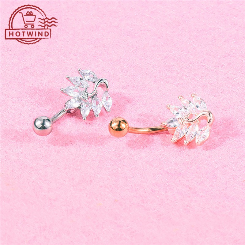 Khuyên rốn mặt hình chim công đính đá lấp lánh trang sức múa Belly Dance