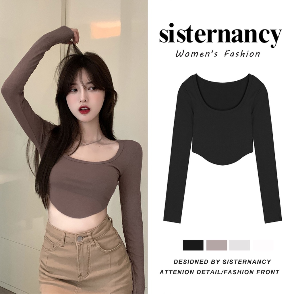 Áo thun COZOKC tay dài cổ tròn thiết kế độc đáo thời trang cá tính cho nữ