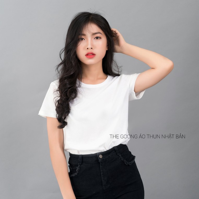 ÁO THUN TRƠN NỮ NHẬT BẢN 100% COTTON THOÁNG MÁT - TRẮNG | BigBuy360 - bigbuy360.vn