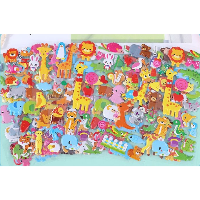 Bộ Sticker dán 3D nhiều mẫu đáng yêu cho các bé