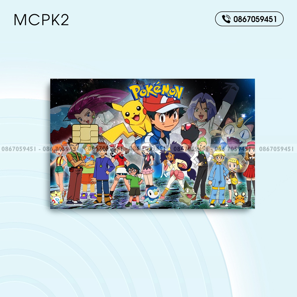 TonyNguyenSkin | Miếng Dán Skin Thẻ ATM, Thẻ Ngân Hàng, Thẻ Xe, Thẻ Chung Cư in hình Pokemon Pikachu