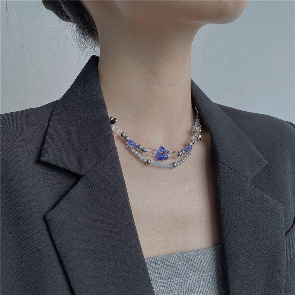 Vòng cổ Chuỗi Hạt Màu Xanh Dương Ngọt Ngào Cho Nữ