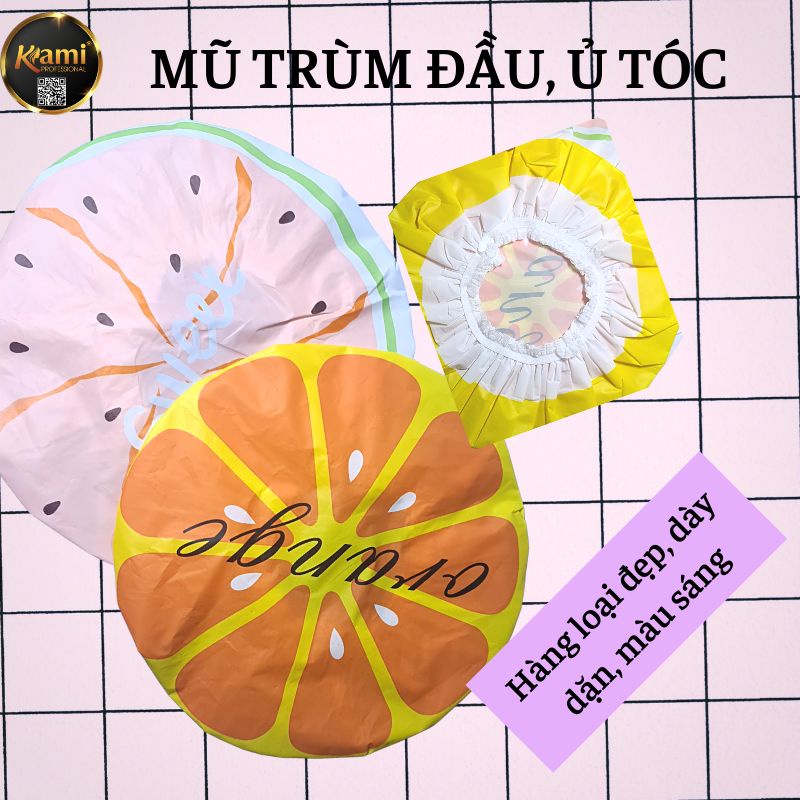 Mũ trùm đầu chụp tóc chống thấm nước hàng loại đẹp dày dặn - giao màu ngẫu nhiên