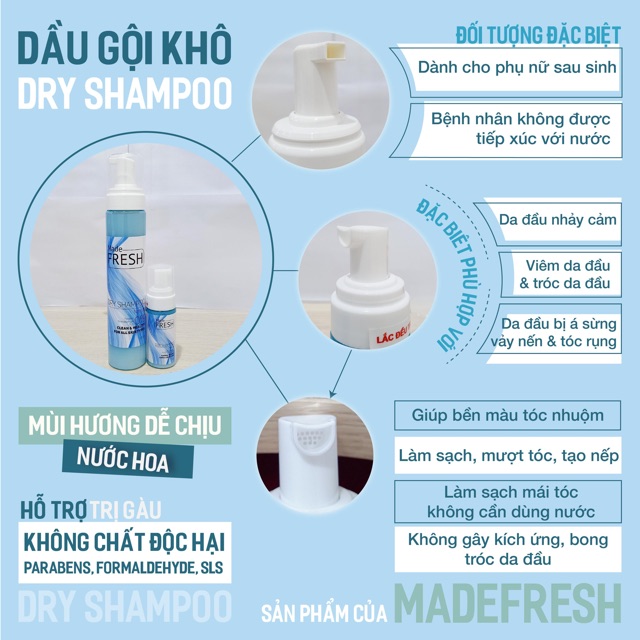 Dầu Gội Khô MadeFresh 60ml An Toàn Cho Phụ Nữ Sau Sinh