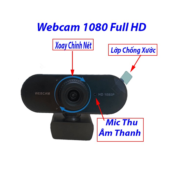 [Chính Hãng BH 12 Tháng] Webcam Máy Tính, Webcam Full HD 1080P Có Mic Học Online Qua ZOOM - Gọi Video Zalo