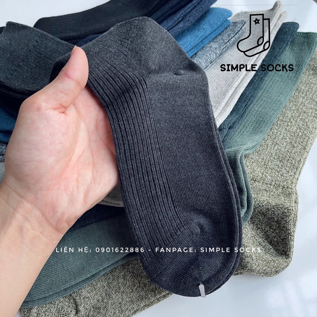 Tất Vớ Nam Công Sở Thời Trang Cổ Cao Họa Tiết Gân Chìm Cotton Êm Thoáng Khử Mùi 💖SIMPLE SOCKS💖 Vớ Muji Nam Đi Giày Tây
