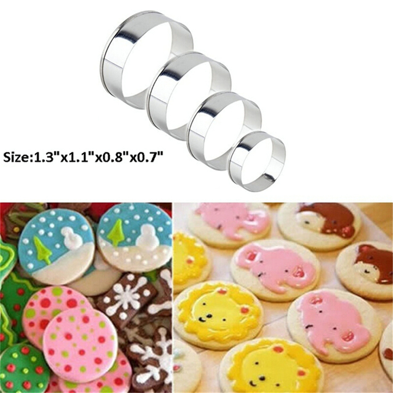 Set 4 khuôn cắt bánh hình tròn bằng thép không gỉ cao cấp tiện dụng