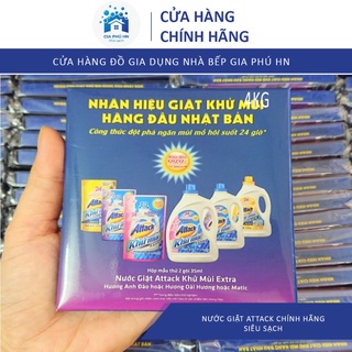 Gói nước giặt attack chính hãng, công nghệ nhật bản siêu sạch, 35ml