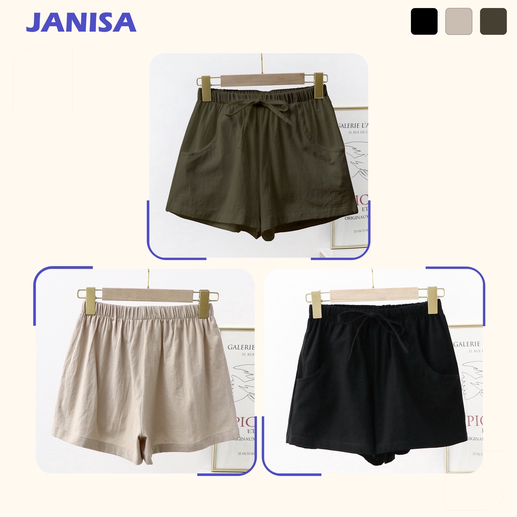 Quần short nữ ulzzang đũi ống rộng cạp cao đẹp lưng cao JANISA QS04 | BigBuy360 - bigbuy360.vn