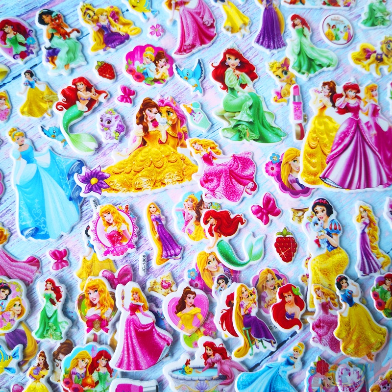 ★ Hình Dán Đồ Chơi Công Chúa Disney Q-2 DIY ★ 1 Tấm Hình Dán 3D Hoạt Hình (8 Kiểu Dáng)