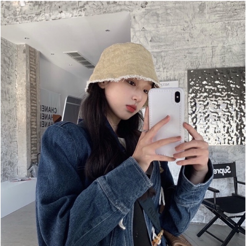 Mũ bucket bò vintage nón bò rách mũ tai bèo vintage cá tính phong cách Hàn Quốc unisex