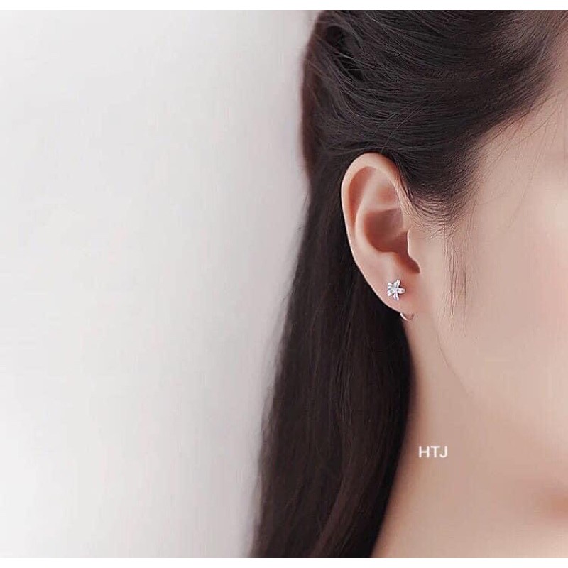Bông tai giá rẻ bạc thật mẫu hoa nhỏ xinh xắn, Chuẩn bạc ta sáng đẹp/ Trang sức bạc JQN