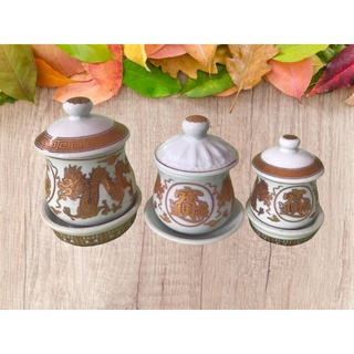 Ly nước thờ cúng sứ trằng rồng vàng thờ cúng hàng cao cấp loại 1 , có nắp đậy tránh bụi bẩn,men bóng đẹp,dễ dàng vệ sinh