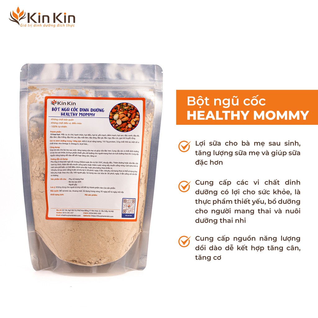 Bột ngũ cốc dinh dưỡng cao cấp Healthy Mommy KinKin - Dành cho mẹ bầu, mẹ sau sinh tăng cường sức khỏe