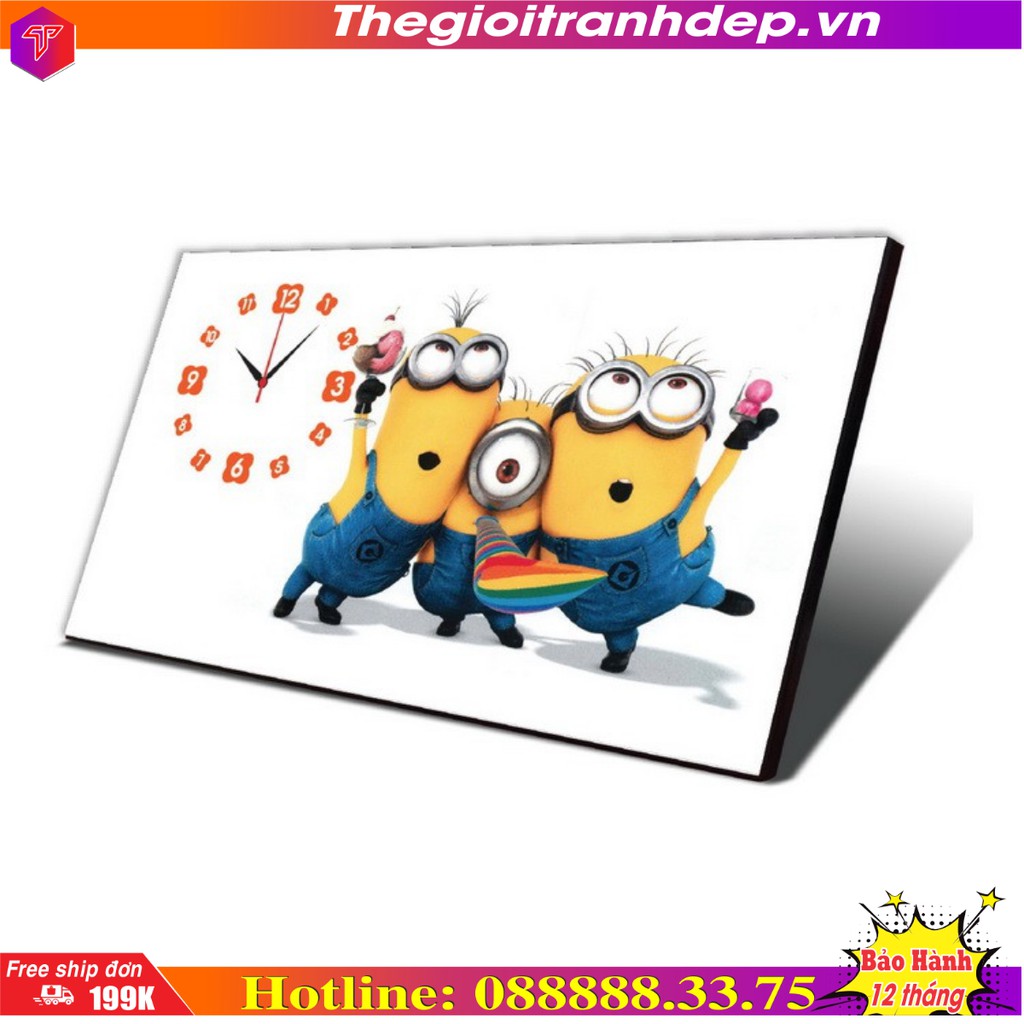 Tranh đồng hồ bàn hoạt hình Minion