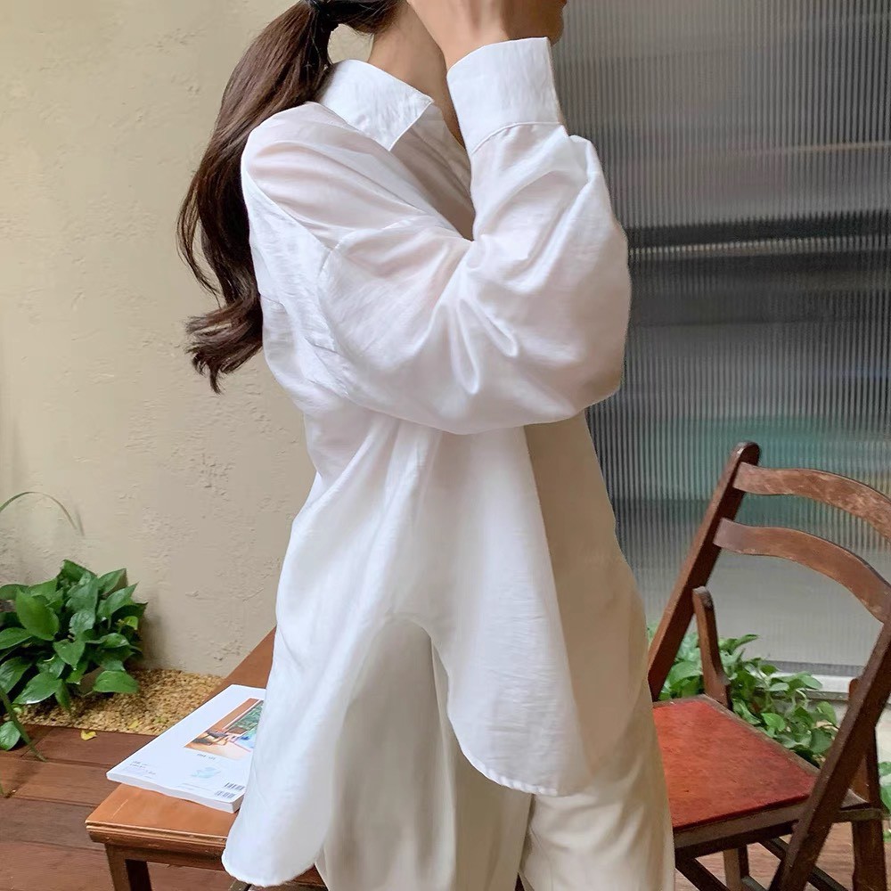 Áo sơ mi lụa form rộng đuôi tôm - Dorita Boutique