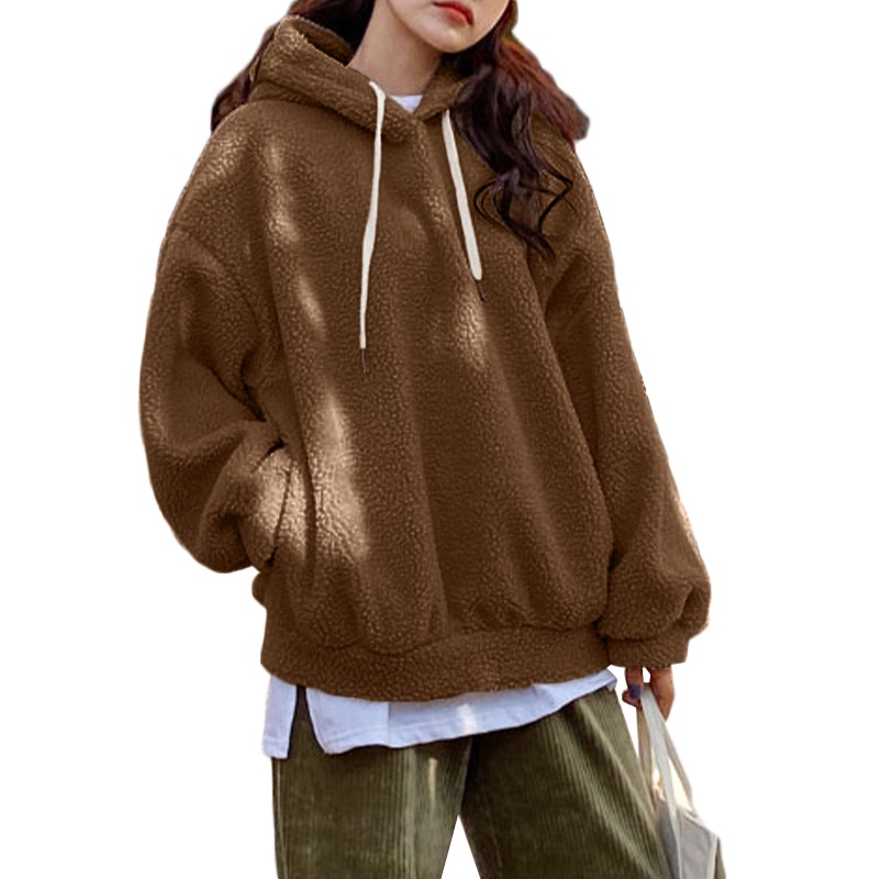 Áo hoodie ZANZEA tay dài có túi bên hông và dây rút thời trang mùa đông cho nữ