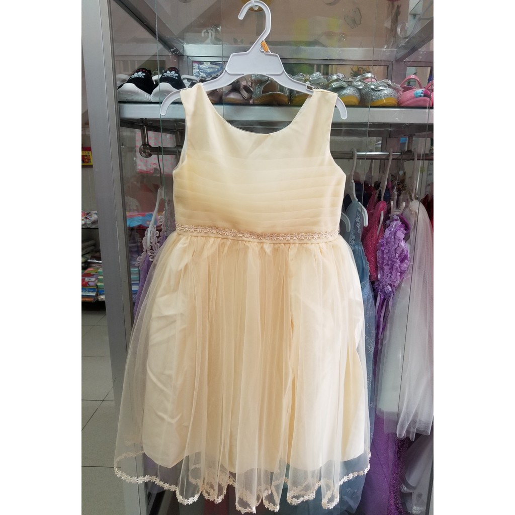 Đầm voan da hội nơ lớn chân ren cho bé gái