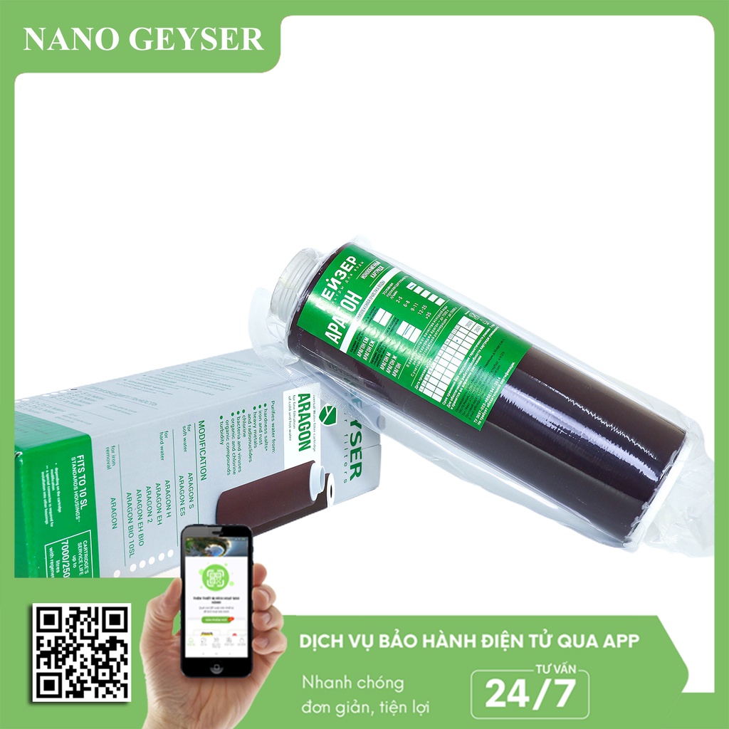 Lõi lọc nước số 3 máy Nano, Lõi Aragon Nano Geyser (Dùng cho các dòng máy lọc nước Nano, ECO, ECO H, ION...)