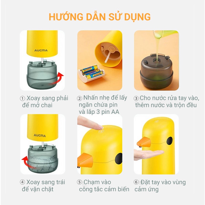 Máy Tạo Bọt Xà Phòng Rửa Tay KUNBE Hình Vịt Vàng Cảm Biến Tự Động Tiện Lợi