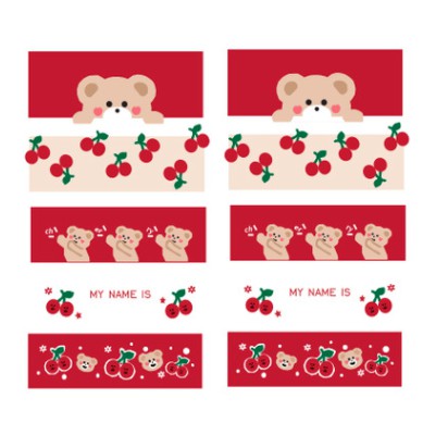 Set 10 nhãn dán trang trí túi bánh, hộp bánh gấu Cherry Bear