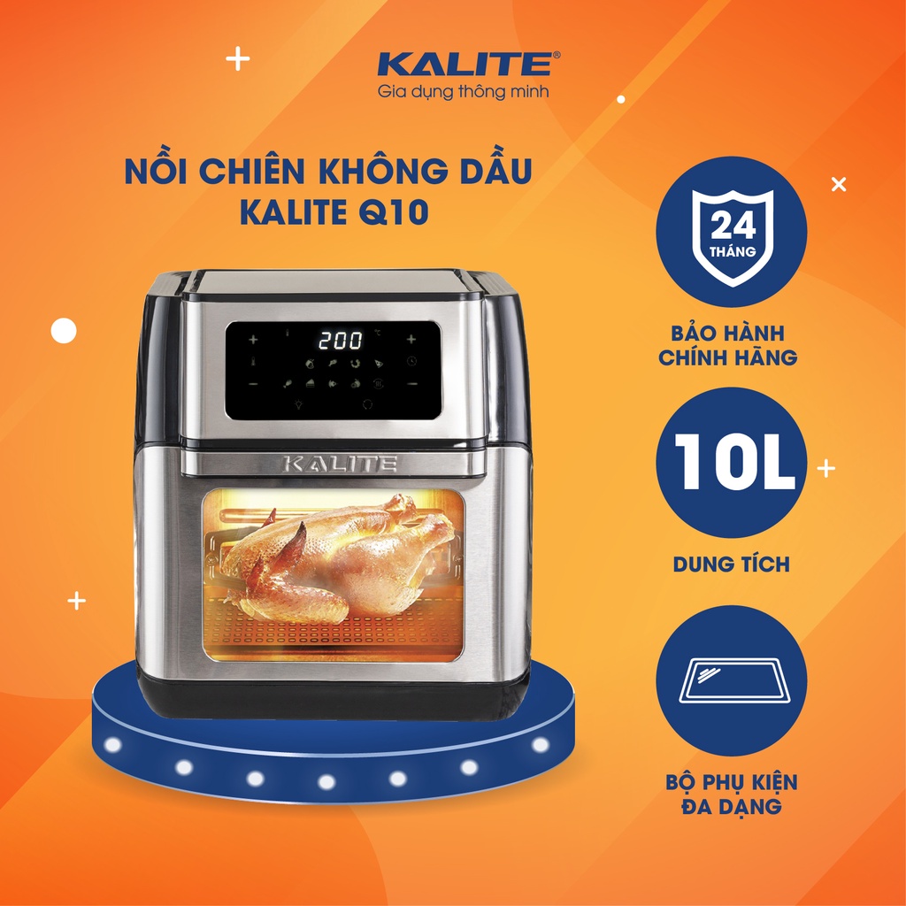 [Mã ELHADEV giảm 4% đơn 300K] Nồi chiên không dầu Kalite Q10, công suất 1800W, dung tích 10L, hàng chính hãng