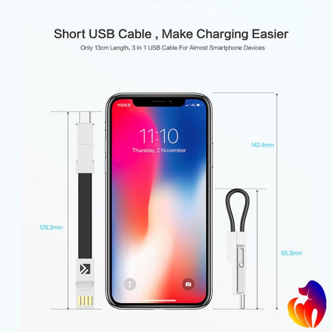 Blackhole Cáp sạc truyền dữ liệu 3 trong 1 Micro USB Type-C