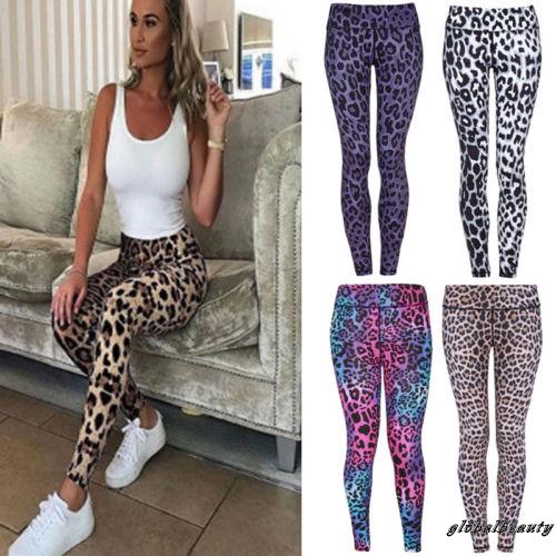 Quần legging co giãn thoải mái họa tiết da beo thời trang cho nữ