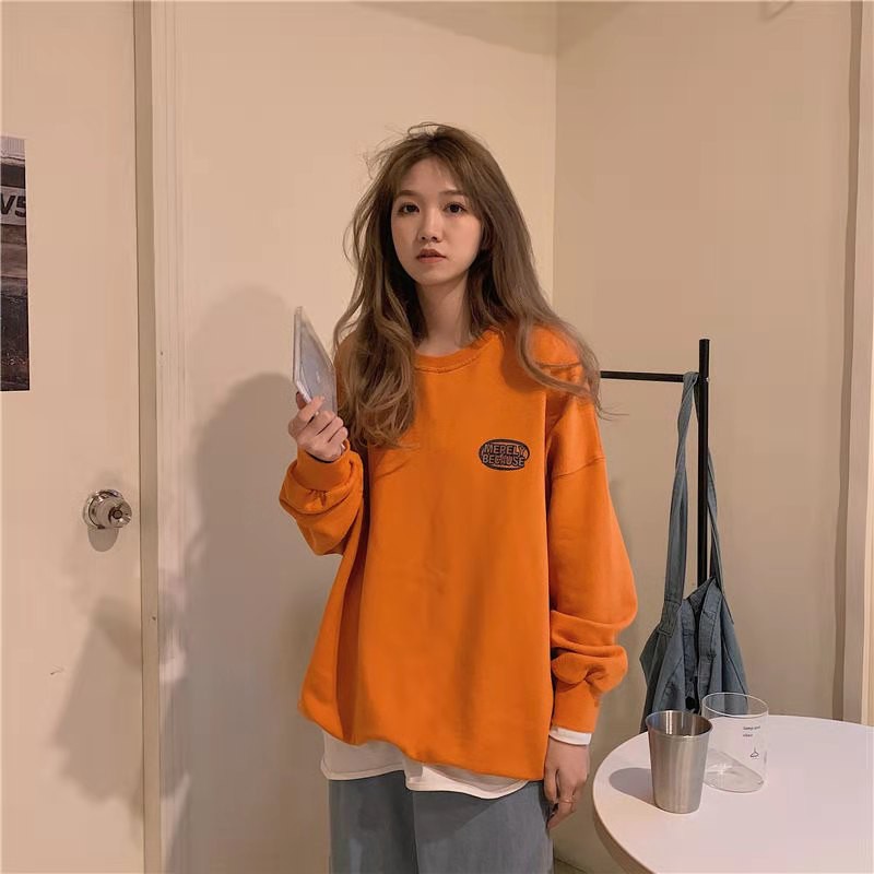 IMAODOU Hooded Sweatshirt Women's Round Neck Long Sleeve Top Korean Version 2021 The Newest Dragon Fruit Color T