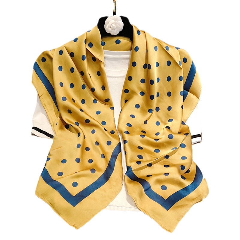 XIXI Khăn choàng cổ hình vuông 90x90cm bằng lụa satin in họa tiết thời trang sang trọng cho nữ